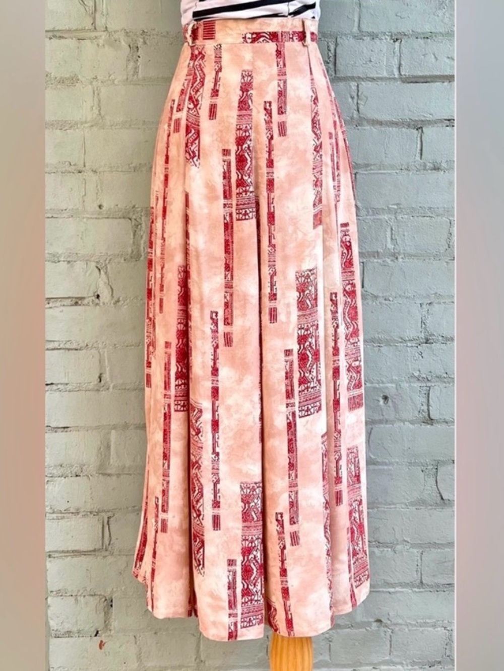 Novelty Striped Print Midi Skirt